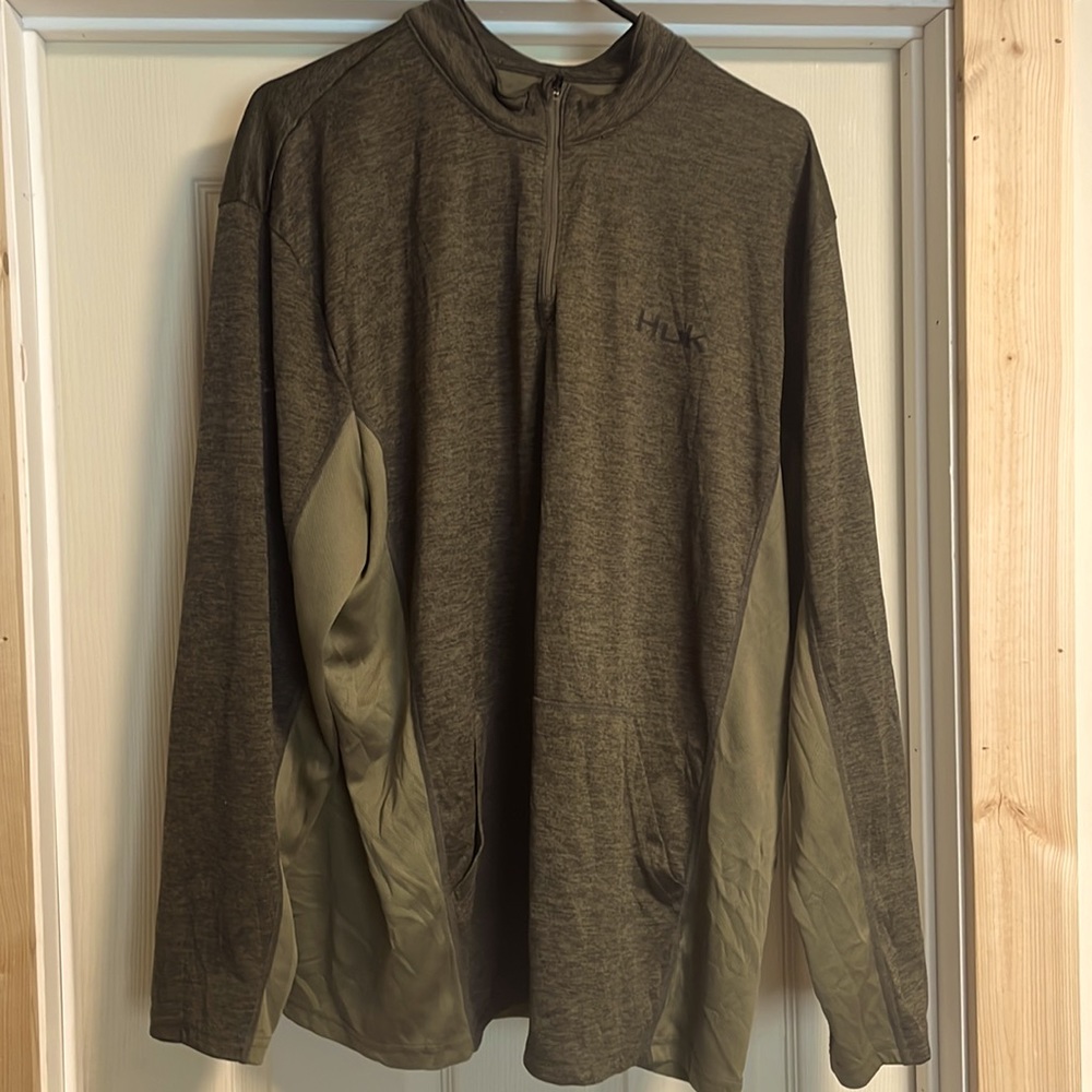 HUK Long Sleeve Icon X Cold-front 1/4 zip Heather Green S XXL